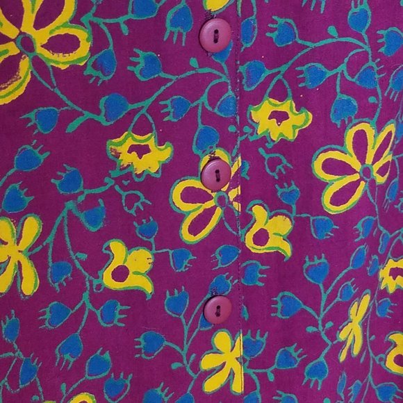 Vtg J. Peterman Company Hand Painted Floral Shift Dress - Picture 9 of 16